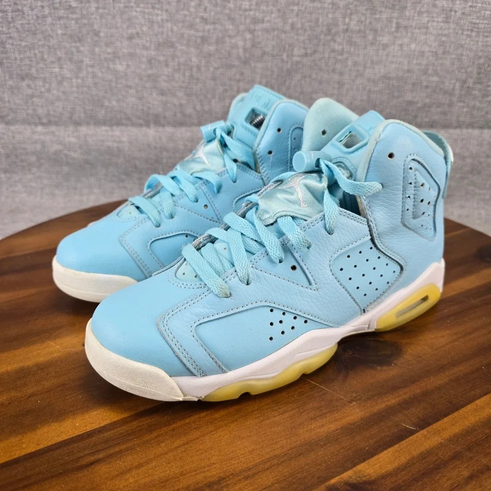 Nike Air Jordan 6 Retro GG Still Blue White Kids Basketball Shoes 543390-407 7Y
